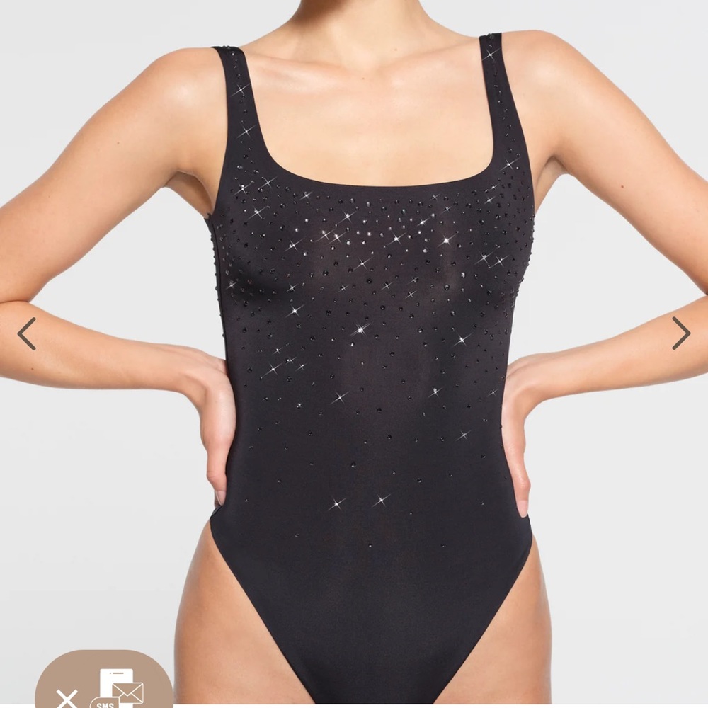 Swarovski X Skims jelly sheer square neck bodysuit Medium